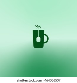 Flat paper cut style icon of hot tea cup. Vector illustration