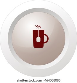 Flat paper cut style icon of hot tea cup. Vector illustration