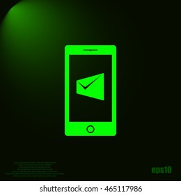 Flat paper cut style icon of Short Message. Vector illustration
