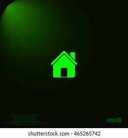 Flat paper cut style icon of house. Vector illustration