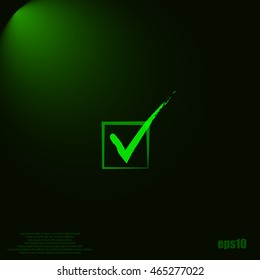 Flat paper cut style icon of check box. Vector illustration