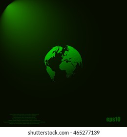 Flat paper cut style icon of globe. Vector illustration