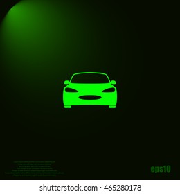 Flat paper cut style icon of a car. Vector illustration