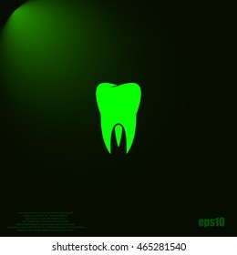 Flat paper cut style icon of tooth. Dentistry symbol icon vector illustration