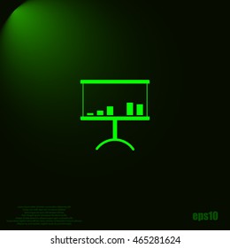 Flat paper cut style icon of a presentation stand. Vector illustration
