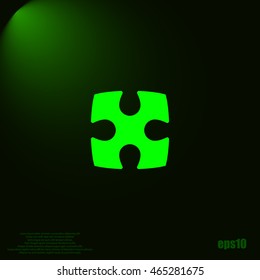 Flat paper cut style icon of puzzle part