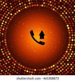 Flat paper cut style icon of out-coming call. Vector illustration