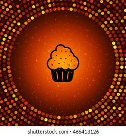 Flat paper cut style icon of cake. Vector illustration