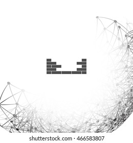 Flat paper cut style icon of brickwork fragment. Vector illustration