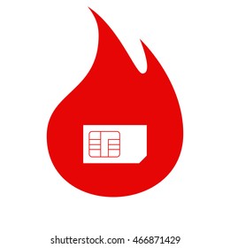 Flat paper cut style icon of a sim card. Vector illustration