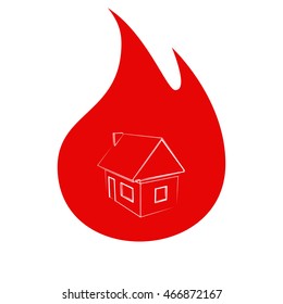 Flat paper cut style icon of house model vector illustration