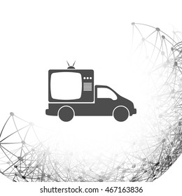 Flat paper cut style icon of vehicle. Delivery car symbol vector illustration