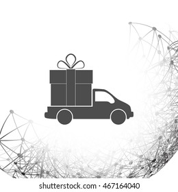 Flat paper cut style icon of vehicle. Delivery car symbol vector illustration