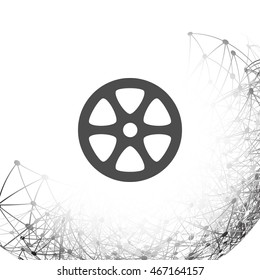 Flat paper cut style icon of old tape spool. Vector illustration