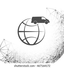 Flat paper cut style icon of vehicle. Delivery car symbol vector illustration