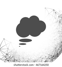 Flat paper cut style icon of thought cloud. Vector illustration