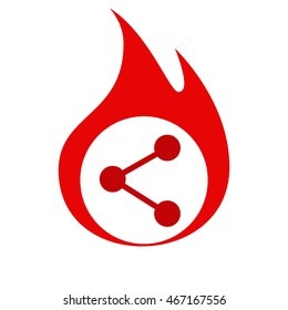 Flat paper cut style icon of share. Vector illustration