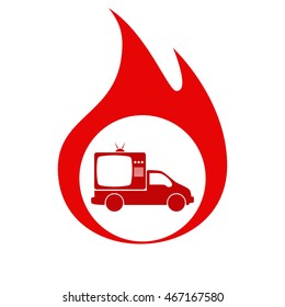 Flat paper cut style icon of vehicle. Delivery car symbol vector illustration