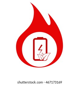 Flat paper cut style icon of eco friendly battery. Vector illustration
