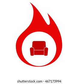 Flat paper cut style icon of furniture. Vector illustration
