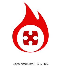 Flat paper cut style icon of puzzle part