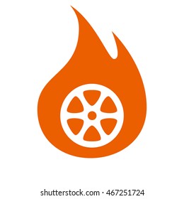 Flat paper cut style icon of old tape spool. Vector illustration