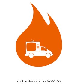Flat paper cut style icon of vehicle. Delivery car symbol vector illustration