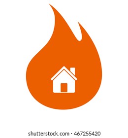 Flat paper cut style icon of house. Vector illustration