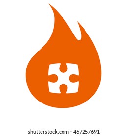 Flat paper cut style icon of puzzle part