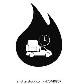 Flat paper cut style icon of vehicle. Delivery car symbol vector illustration