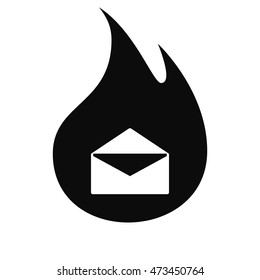 Flat paper cut style icon of envelope. E-mail symbol