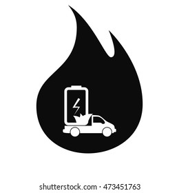 Flat paper cut style icon of eco vehicle. Delivery car symbol vector illustration