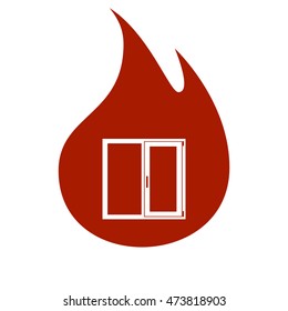 Flat paper cut style icon of modern window. Vector illustration