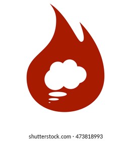 Flat paper cut style icon of thought cloud. Vector illustration