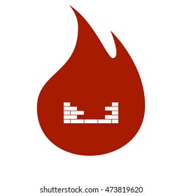 Flat paper cut style icon of brickwork fragment. Vector illustration