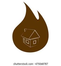 Flat paper cut style icon of house model vector illustration