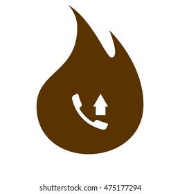 Flat paper cut style icon of out-coming call. Vector illustration