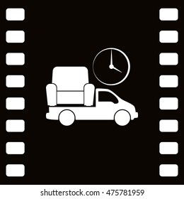 Flat paper cut style icon of vehicle. Delivery car symbol vector illustration