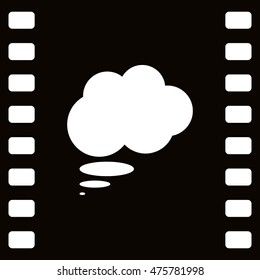 Flat paper cut style icon of thought cloud. Vector illustration