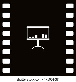 Flat paper cut style icon of a presentation stand. Vector illustration