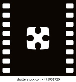 Flat paper cut style icon of puzzle part