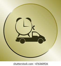 Flat paper cut style icon of vehicle. Delivery car symbol vector illustration