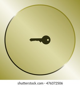 Flat paper cut style icon of an old key. Vector illustration