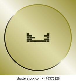 Flat paper cut style icon of brickwork fragment. Vector illustration
