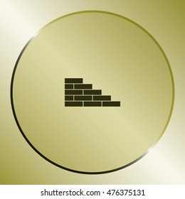 Flat paper cut style icon of brickwork fragment. Vector illustration