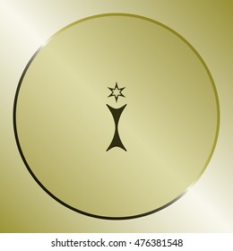 Flat paper cut style icon of trophy and award. Vector illustration