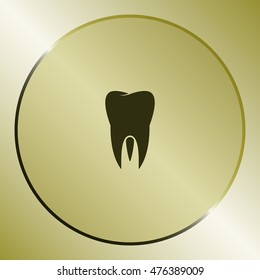 Flat paper cut style icon of tooth. Dentistry symbol icon vector illustration