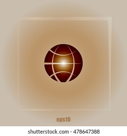 Flat paper cut style icon of globe. Vector illustration
