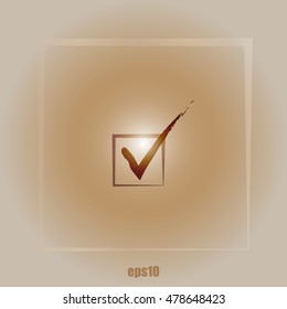 Flat paper cut style icon of check box. Vector illustration