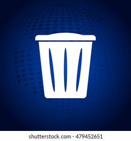 Flat paper cut style icon of trash can. Vector illustration